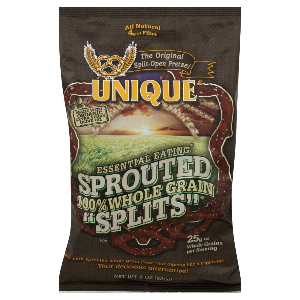 Unique Pretzel Wholegrain Sprouted Pretzels, 8-Ounce (Pack of 4)