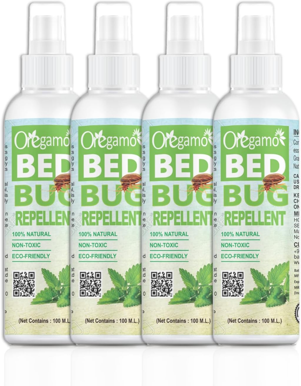 Bed Bug killer Spray | Ready to Use Natural Insect Repellent Made with Plants Oils | Pleasant Fragrance | Instant Action & Long Lasting Protection | Baby-Safe Pet-Safe (400 ml, Pack of 4)