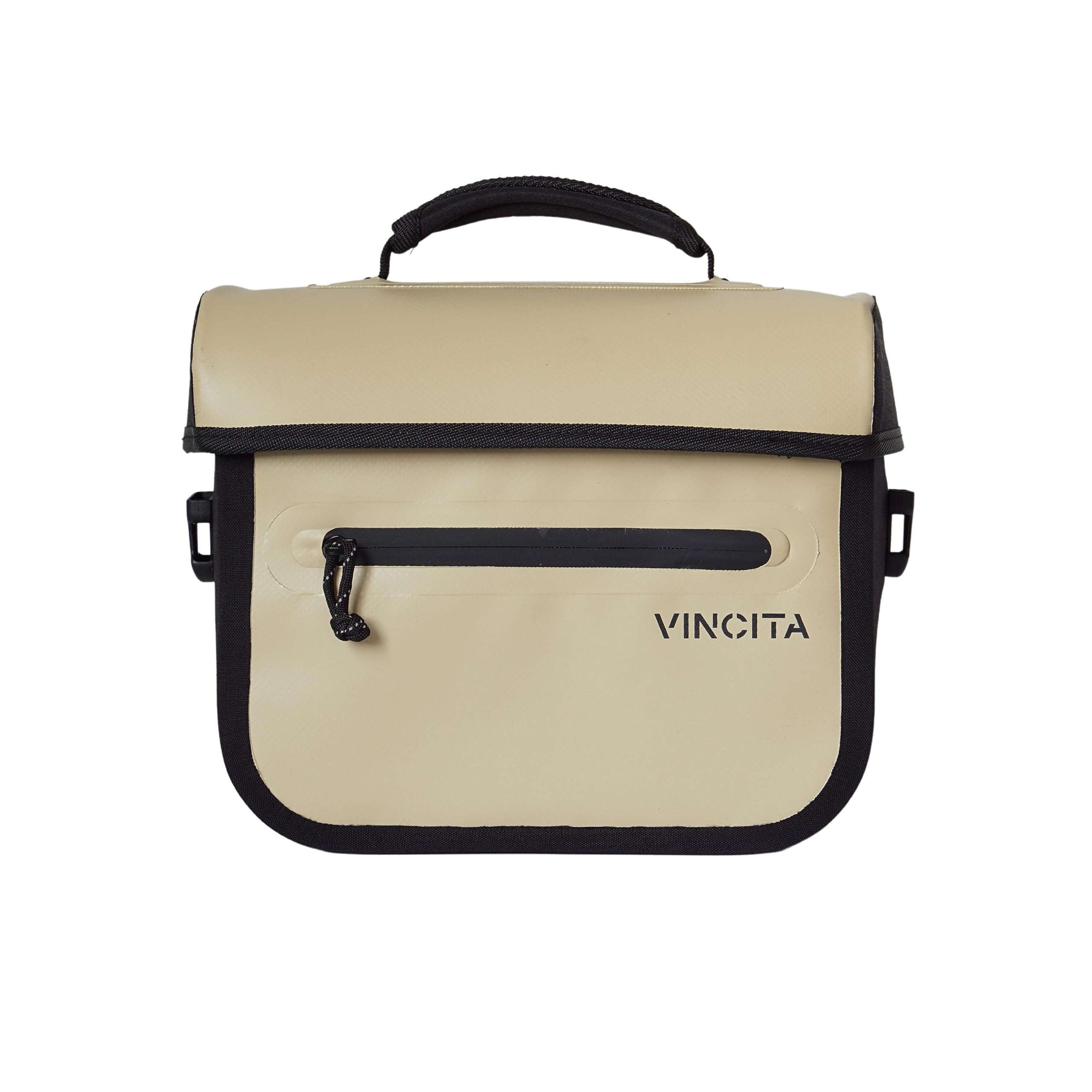 VINCITA X-Cooper Water Resistant Front Bag - Bike Bag for Brompton Folding Bicycle with Rear-Opening Magnetic Closure, Spacious Interior, Top Handle and Light Colour Lining