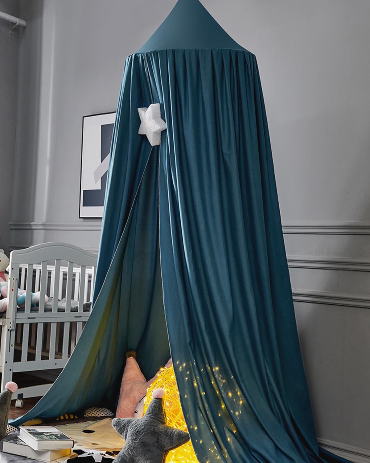 Ciel De Lit Pour Bébé Maison De Jeux - Moustiquaire Ronde Dôme Baldaquin Décoratif Marron