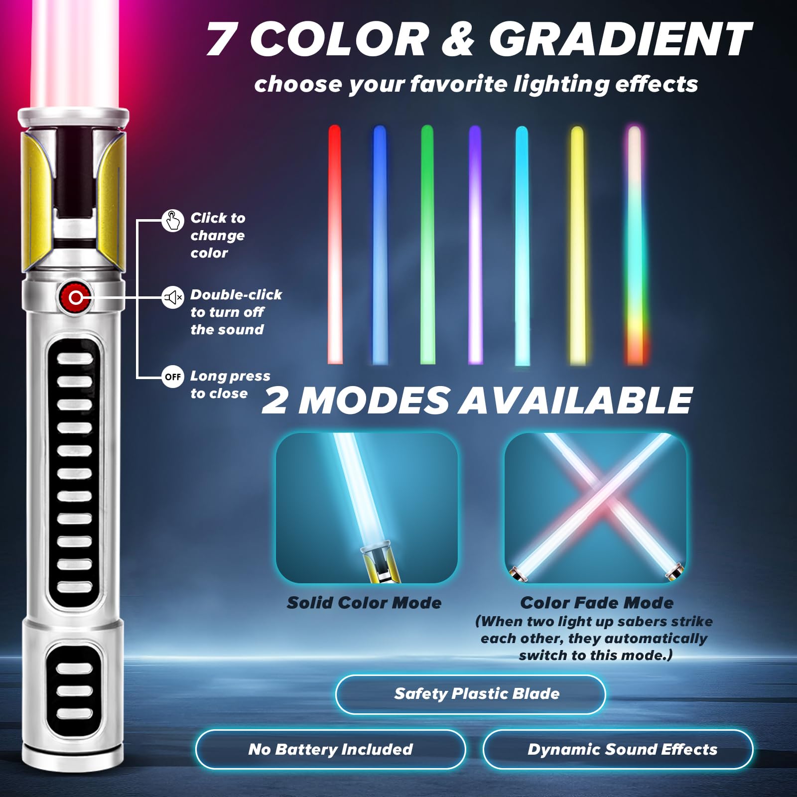 Sable de luz, paquete de 2 sables de luz para niños, espada de juguete con luz extensible para niños, juego de espada iluminada, sables de doble luz para niños, adultos, niños pequeños 2