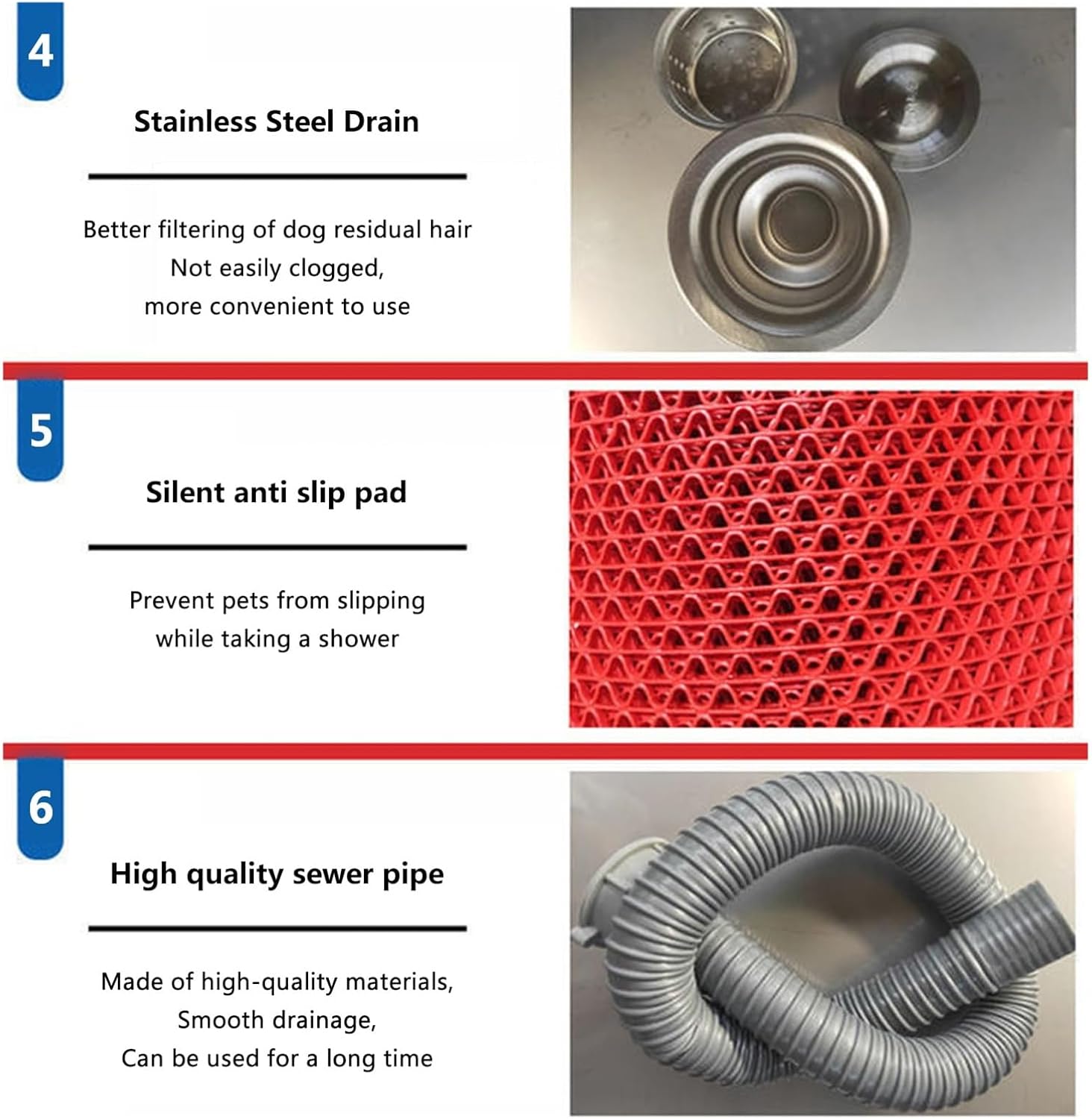 Professional Dog Grooming Tub, 47 Inch Stainless Steel Pet Bathing Station, Heavy Duty Dog Washing Sink with Faucet, Ideal for Commercial & Home Use(47in/120cm)