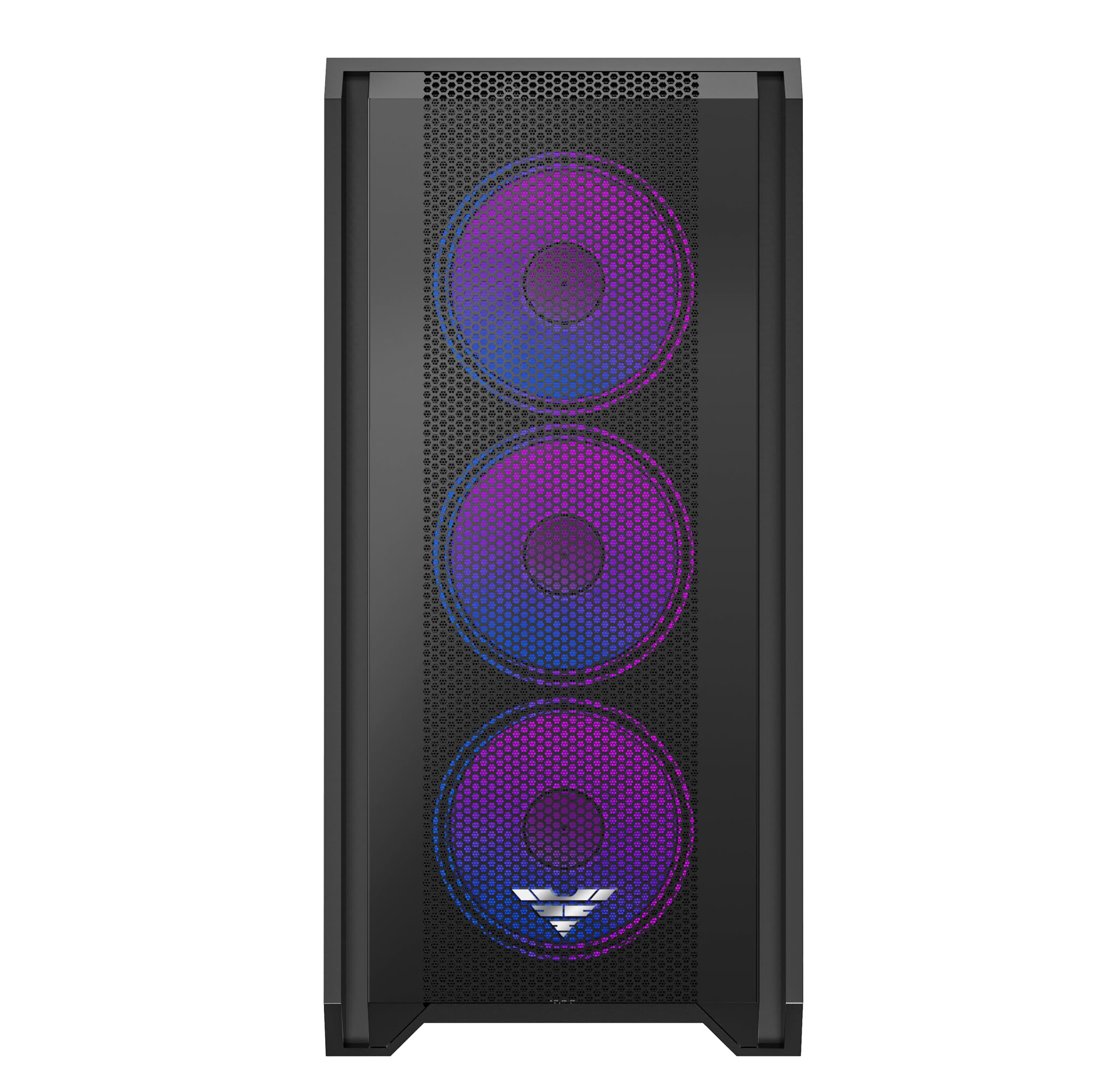 PREYON Nest Windy+ - Case per PC nera con parte anteriore in rete, 4 ventole ARGB da 120 mm, controller ARGB, parete laterale in vetro, compatibilità ATX/Micro-ATX/Mini-ITX, USB-C