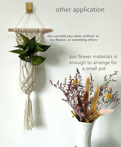 Miniatura 2 de Decoración bohemia de flores naturales secas para colgar en la pared, pequeñas bolas de eucalipto verde preservadas de macramé, cola de conejo para