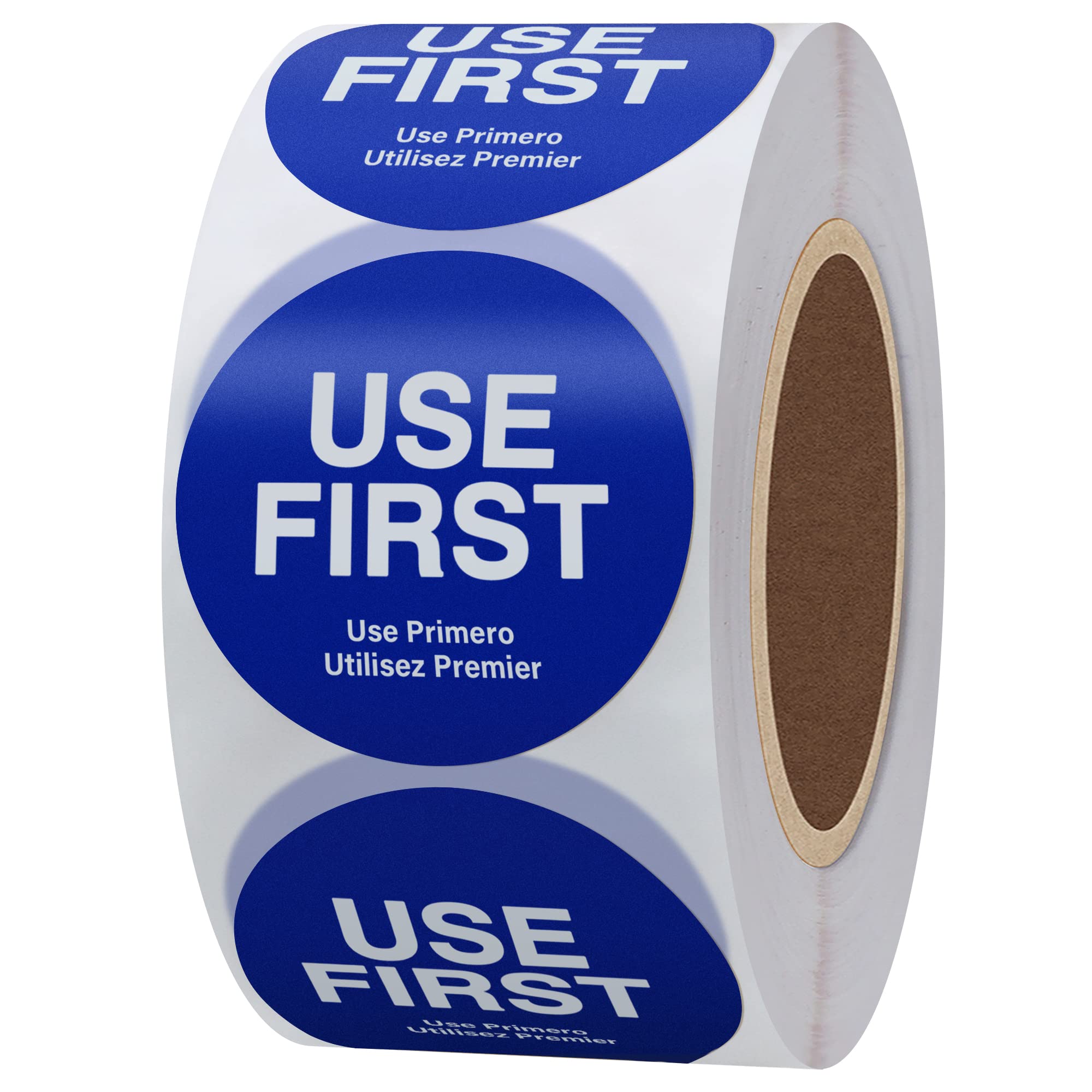 Hylabelest USE First Trilingual Removable Label 1.5 Inch Total 500 Labels Per Roll (1, Blue, 38mm) โ image 1