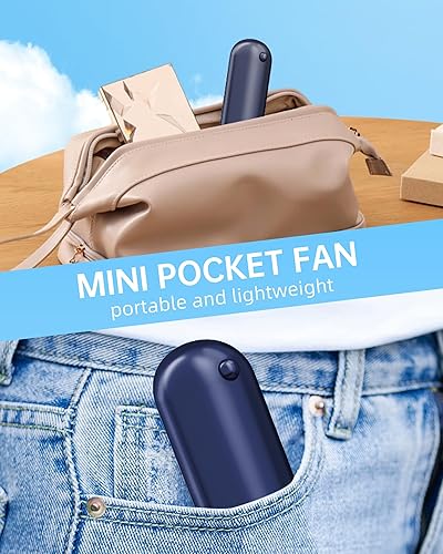 Miniatura 5 de Mini ventilador de mano, ventilador de mano portátil con USB recargable, funciona con batería de 2000 mAh, 3 velocidades ajustables, ventilador de