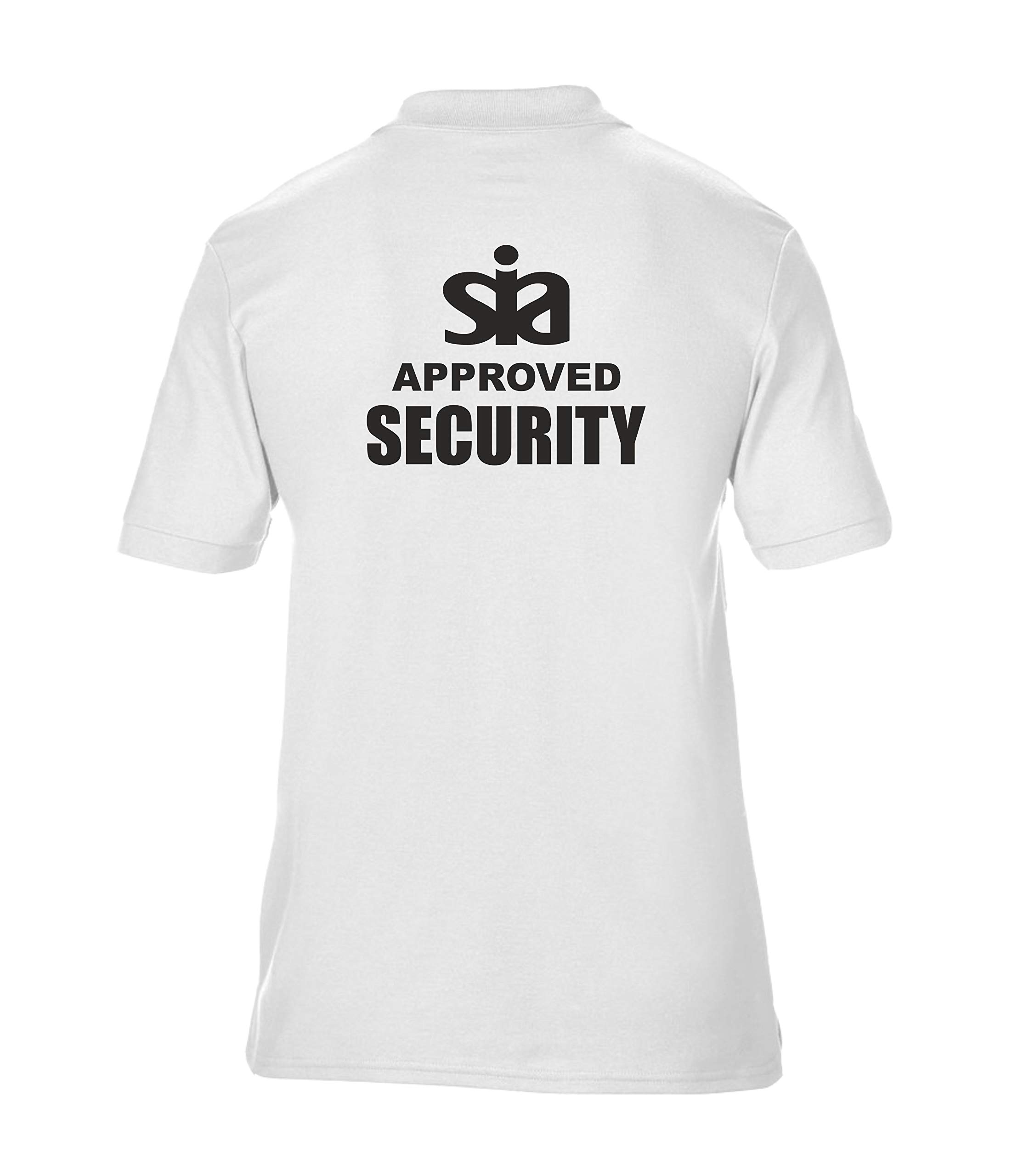 Brook Hi Vis Uk Unisex White Sia Security Printed Polo Shirt, Security Officer, Security Guard, Doorman, Bouncer, Events, Xxxlarge