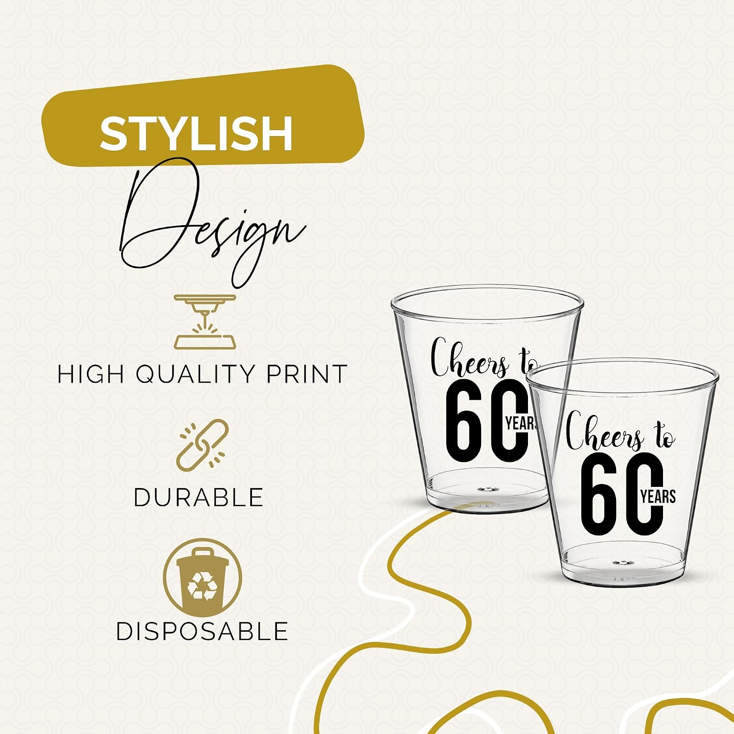 Cheers to 60 Years Shot Glasses – 100 PCS, 2oz Disposable Cups, 60th Birthday Party Favors for Guests, 60th Birthday Decorations, Plastic Party Favors
