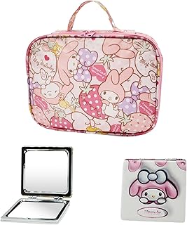 Kawaii Medy Travel Cosmetic Bag, Large Capacity Cosmetic Pouch Case Makeup Bag with Zipper, Nylon Travel Toiletry Bag Makeup Accessories Organizer, Foldable Storage Bags Makeup Pouch for Women Girls