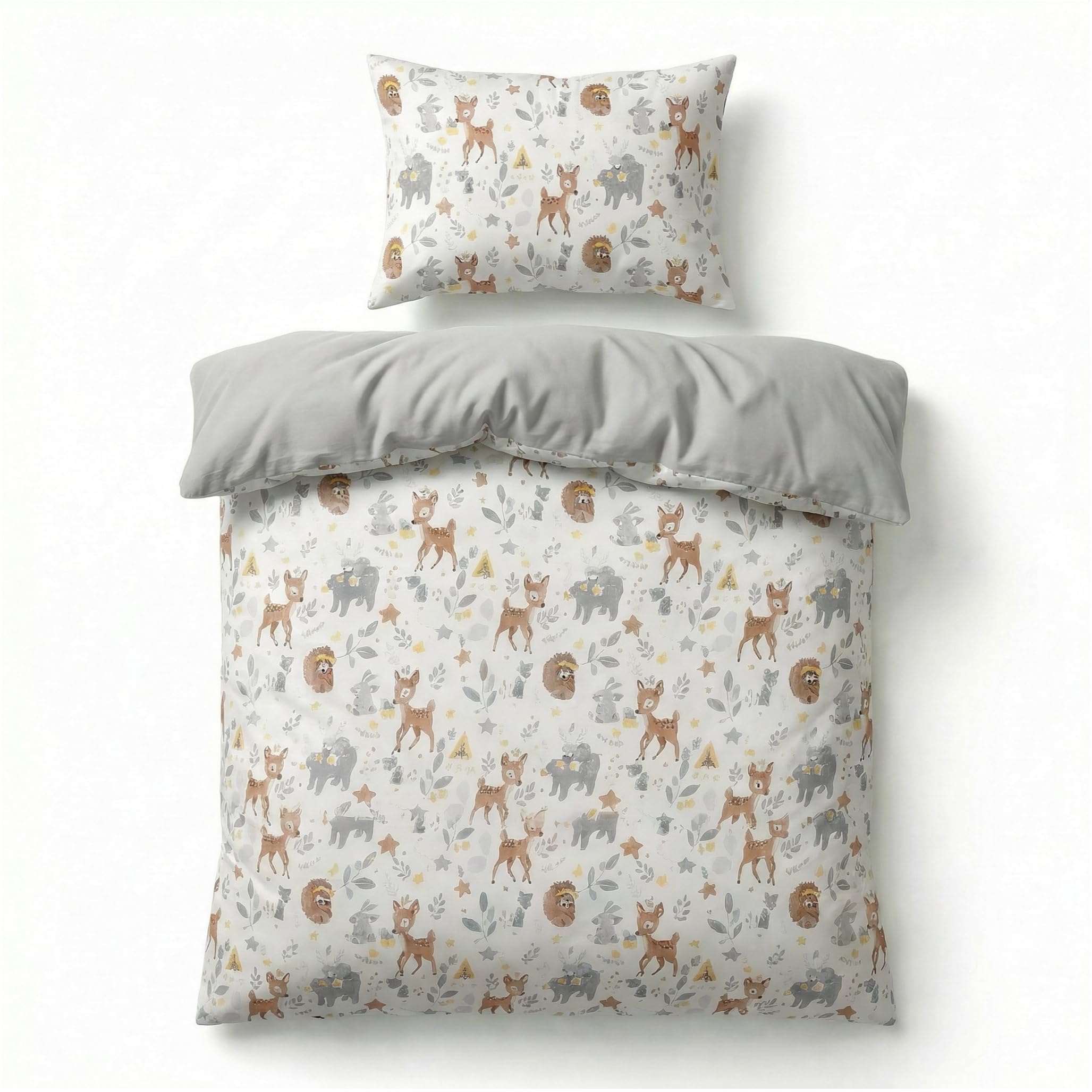 BABYSAFE Housse de Couette pour lit Bébé 120 x 90 cm, 100% Coton Biologique, draps certifiés Oeko-TEX, lit Simple, Parure de lit Enfant, Forêt