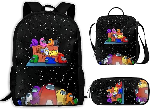 Hkazryut 3 unids niños mochila conjunto anime dibujos animados mochila casual deportes viaje escuela bolsa para niño niña, Am-03