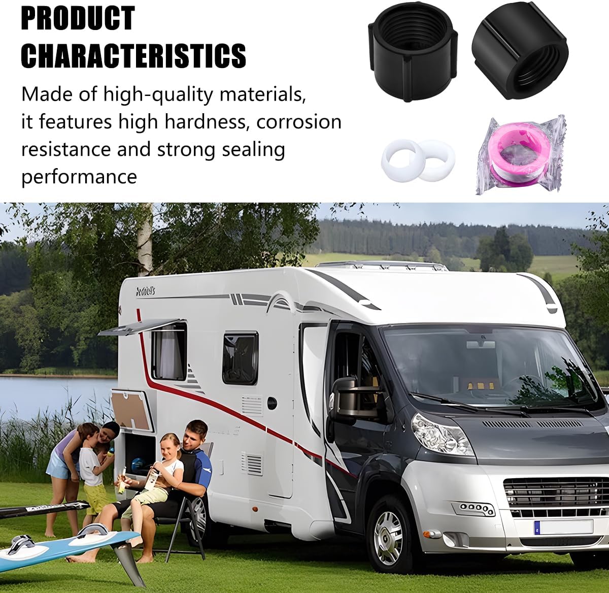 2PCS Car Plastic Low Point Drain Seals and Caps, Leak-Proof Drain Plugs with Sealing Ring & Teflon Tape, Compatible with RV Camper Travel Trailer 1/2" Hot & Cold Water Lines