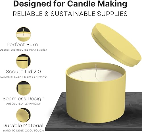Miniatura 10 de True Candle - Paquete de 24 latas de velas de 4 onzas color negro mate - Latas para velas para hacer velas, latas de velas de 4 onzas para hacer