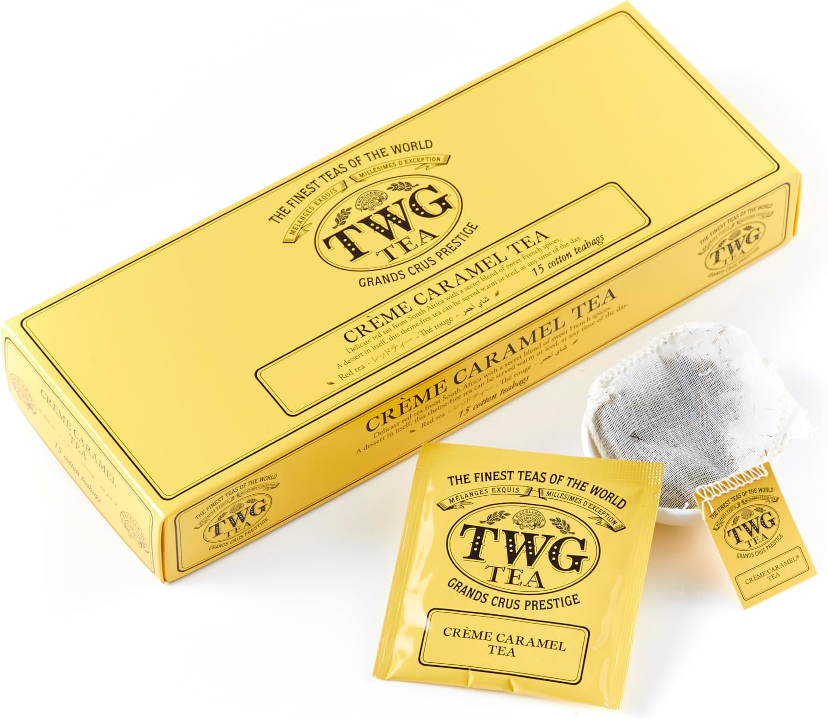 – TWG Tea | Crème Caramel Tea | Rooibos | Caramel & Theine-Free | 15 Hand Sewn Cotton Teabags | Gift Set