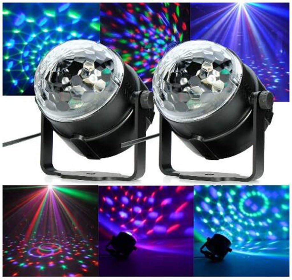Happyi 3W RGB Sound-activated Stage LED Crystal Magic Rotating Ball Effect Led Stage Light For KTV Xmas Party Wedding Holiday Show Club Pub Disco DJ