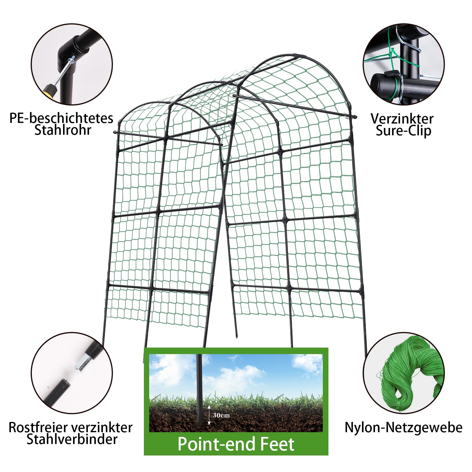Rankgitter für Kletterpflanzen, Gurken Rankhilfe Metall, Garten Spalier Pflanzenspalier für Tomaten, Gemüse Blumen Kletterpflanzen Schwarz