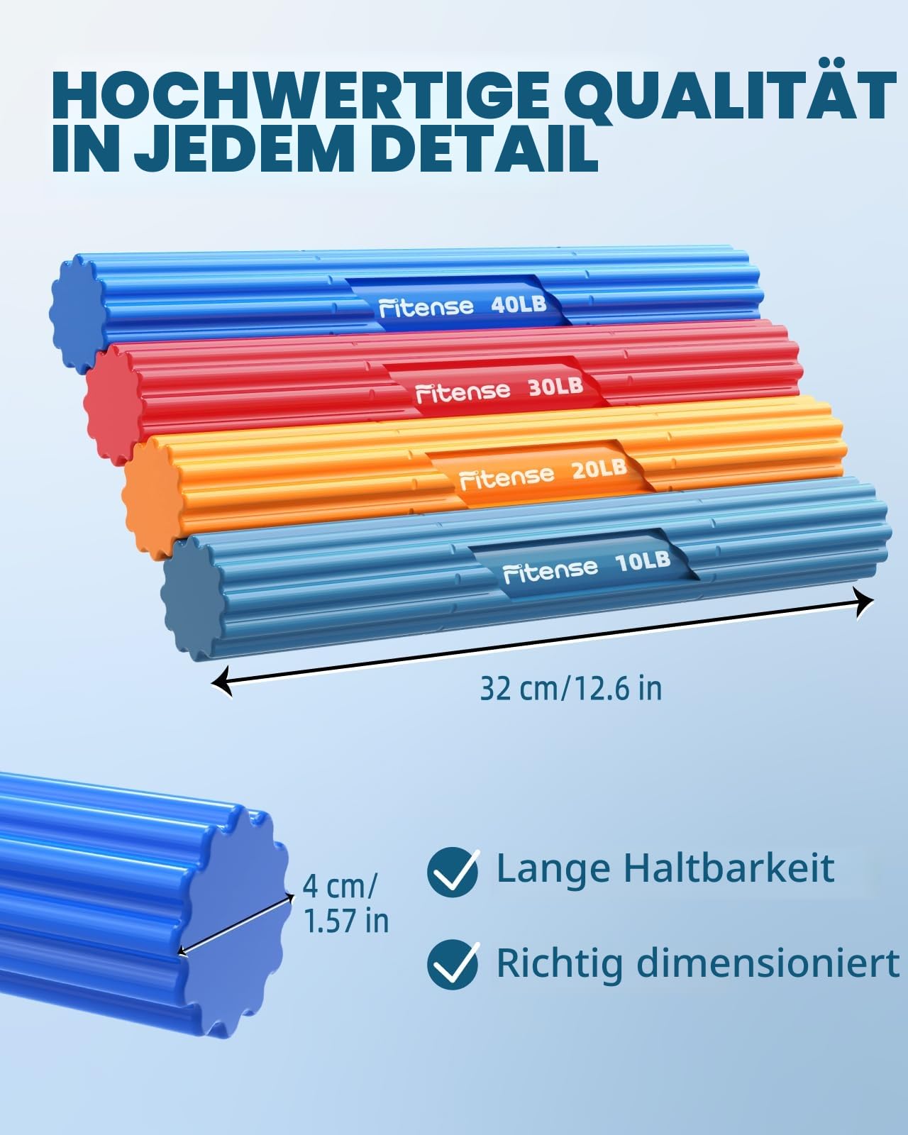 Fitense Flex Therapie Bar Kit, FlexBar Handtrainer, Widerstand Bar, Tennisarm Therapie Bar, Twist Hand Exerciser Bars für Relief Tennisarm, Golfer Ellenbogen & Tendinitis, Verbesserung der Griffstärke
