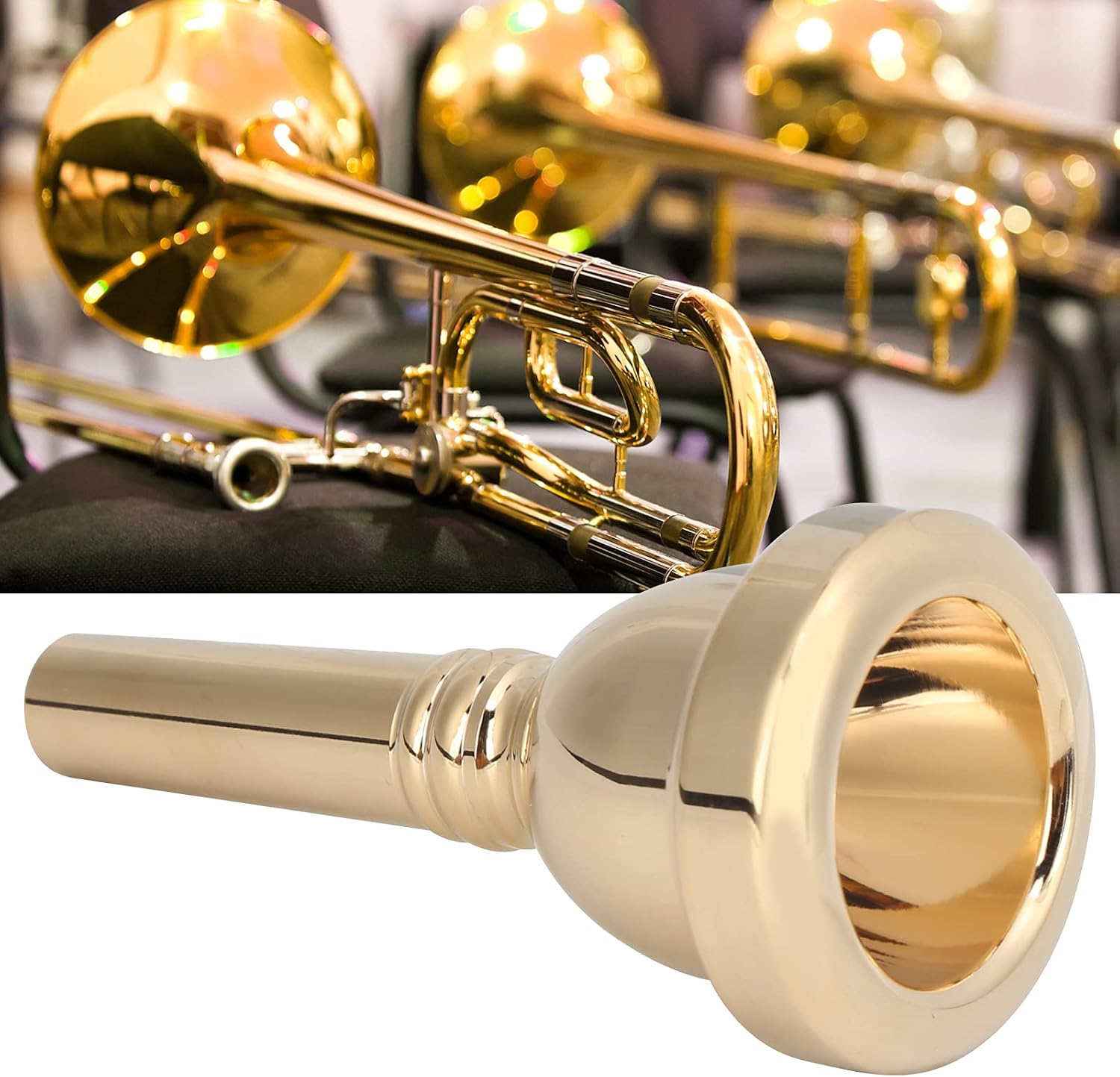 1 / 2in Copper Horn Mouthpiece | Sturdy & Tarnish - Proof for Tenor Trombone | Abrasion - Proof Musical Instrument Accessory/Brass Band/School Orchestra (Gold)