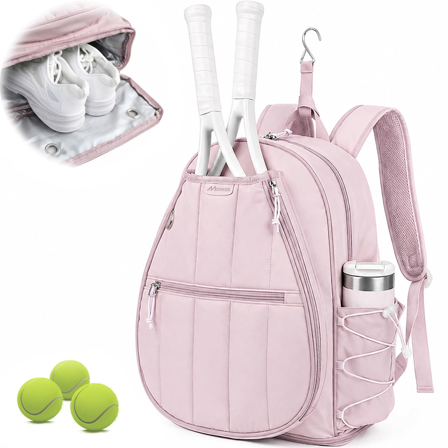 Movker Tennis Bag Backpack for Women Quilted Shoe Compartment Fence Hook โ image 1