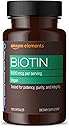 Amazon Elements Vegan Biotin 5000 mcg for Hair, Skin, and Nails, 130 Capsules, 4 Month Supply (Packaging may vary)