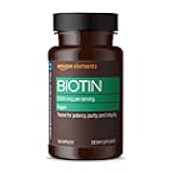 Amazon Elements Vegan Biotin 5000 mcg - Hair, Skin, Nails, 130 Capsules (4 month supply) (Packaging may vary)