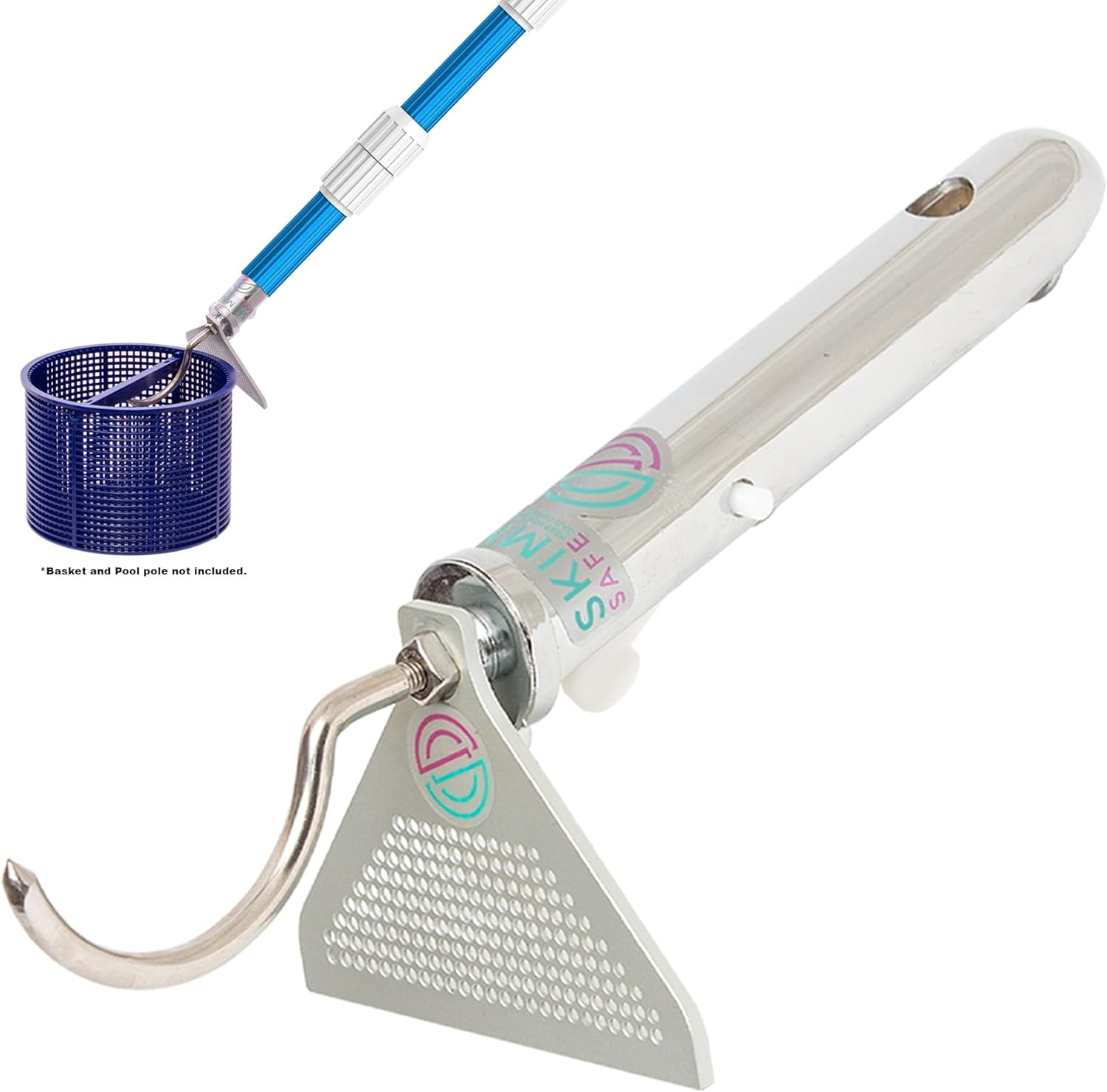 Skimmer Basket Handle and Removal Tool Universal Pool Skimmer Basket Handle for Debris Removal, Keep Hands Safe and Clean Never Bend Over Again