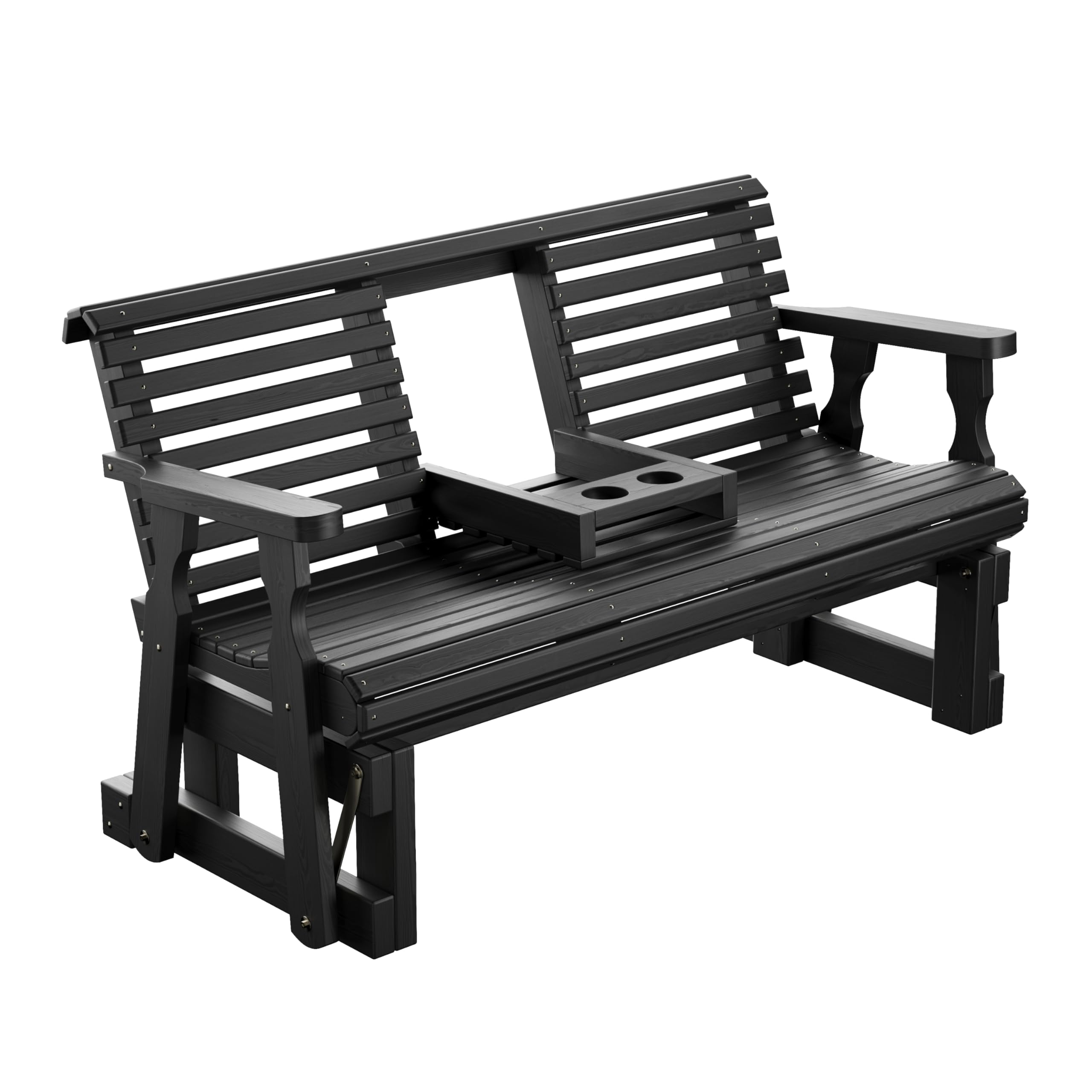Amish Casual Heavy Duty Rollback Console Glider, 5-Foot, Semi-Solid Black