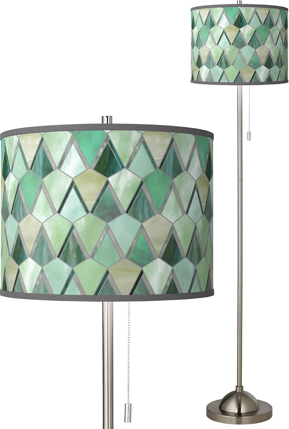 Giclee Glow 62" Misty Morning Print Shade Nickel Pull Chain Floor Lamp
