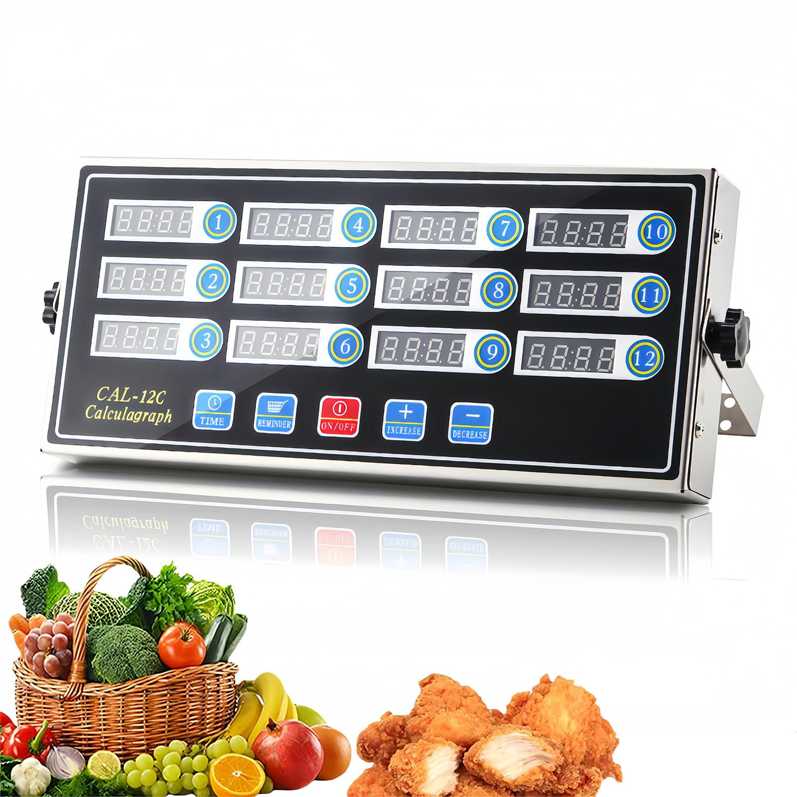 HanTang Commercial Kitchen Timer - Kitchen Timers for Cooking - Digital Kitchen Timer with Loud Alarm 12 Channel Clear LED Display Easy to Use Stainless Steel for Food Truck Fryer Baking Pizza Coffee