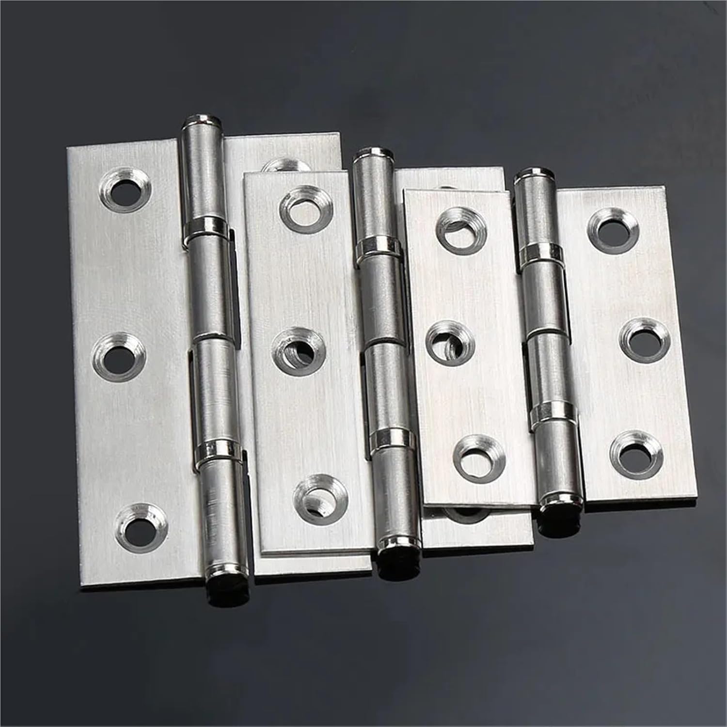Non-Mortise Door Hinges 10 PCS Mini Flat Hinge Stainless Steel Cabinet Doors Windows Hinge Wooden Box Equipped Furniture Hardware for Door Cabinet(2 inch)