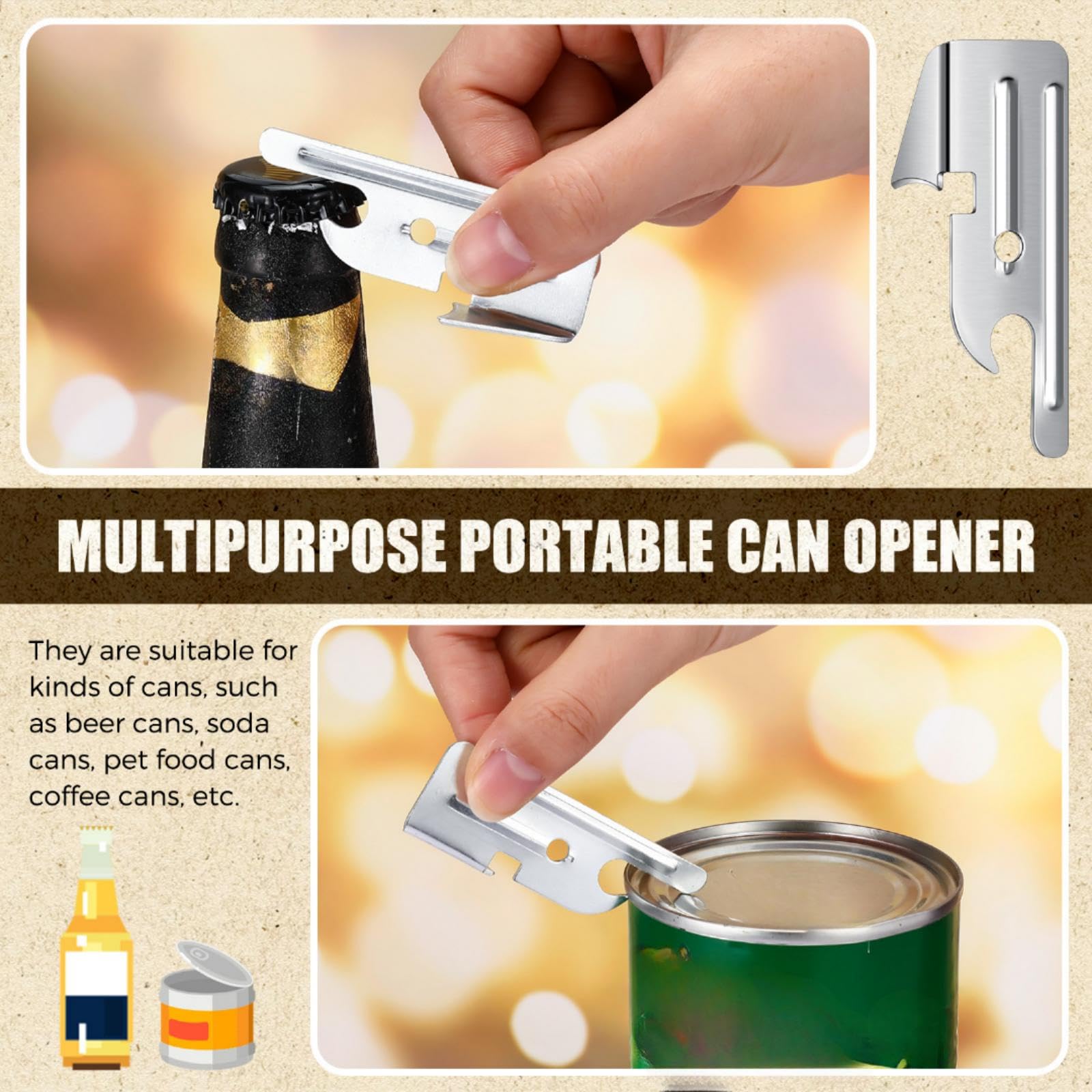 200 abrelatas de estilo militar P-38 y P-51, abrelatas manual para acampar, de acero inoxidable, mochila de supervivencia del ejército para cocina, viajes, campamento, supervivencia 3