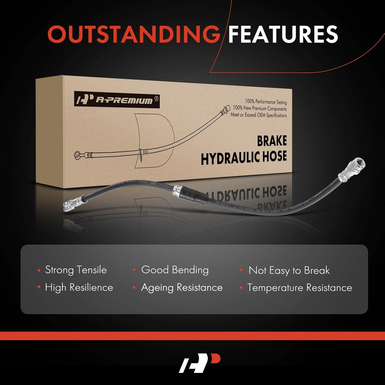 A-Premium Front Driver or Passenger Brake Hydraulic Hose Compatible with Volkswagen Models - Beetle 2012-2019, For Jetta 2012-2020, Passat 2012-2019