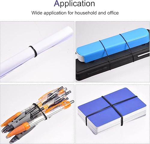 Miniatura 5 de MECCANIXITY Banda de goma elástica negra para oficina en casa, paquete de 325