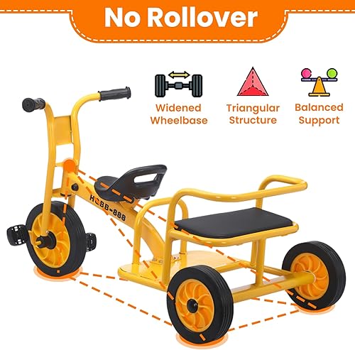 Miniatura 3 de Triciclo para niños de 2 a 8 años, triciclo para niños con asiento ajustable, neumáticos de goma sin aire y asiento trasero acolchado, triciclo