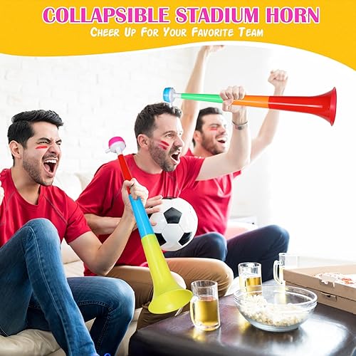 Miniatura 5 de Libima Vuvuzela - Bocina de estadio a granel para hacer ruido de 21 pulgadas, plegable, de plástico, trompeta para fútbol, eventos deportivos,