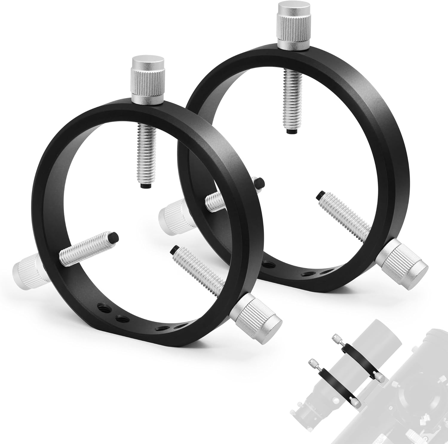 Astromania Adjustable Guiding Scope Rings 90 mm Inside Diameter (Pair) - for Telescope Tube Diameter or Finders 34 to 85mm