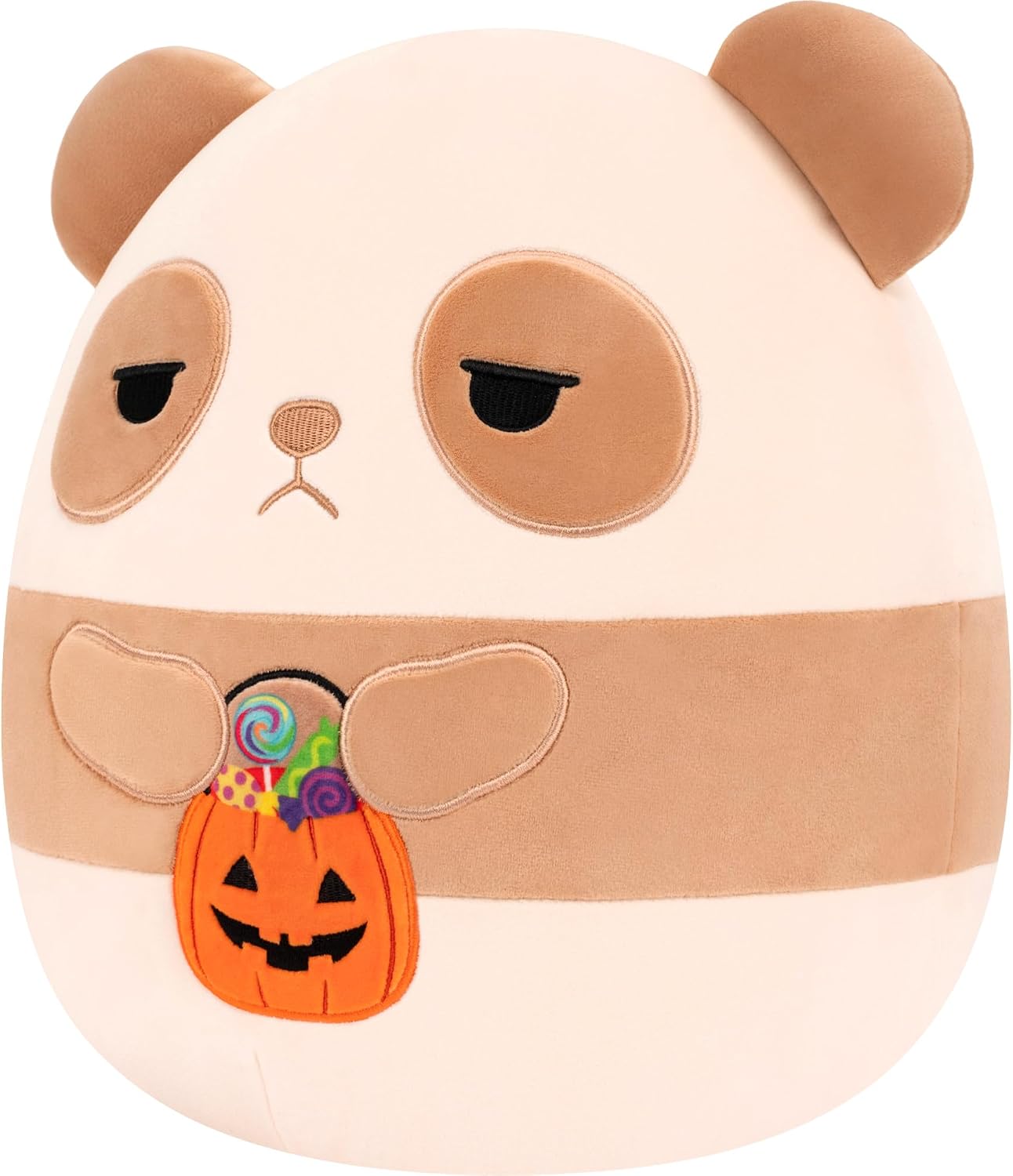 Squishmallows Original 12in Guerra the Brown Panda Holding Candy Pail – Official Jazwares Halloween Plush (Medium-Sized) image 2