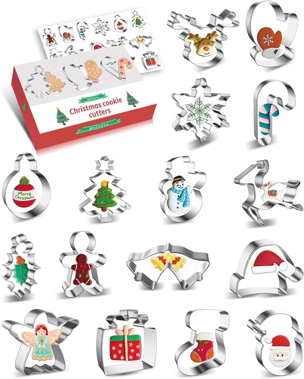 The Newest 16 Pcs Small Christmas Cookie Cutters for Baking Metal