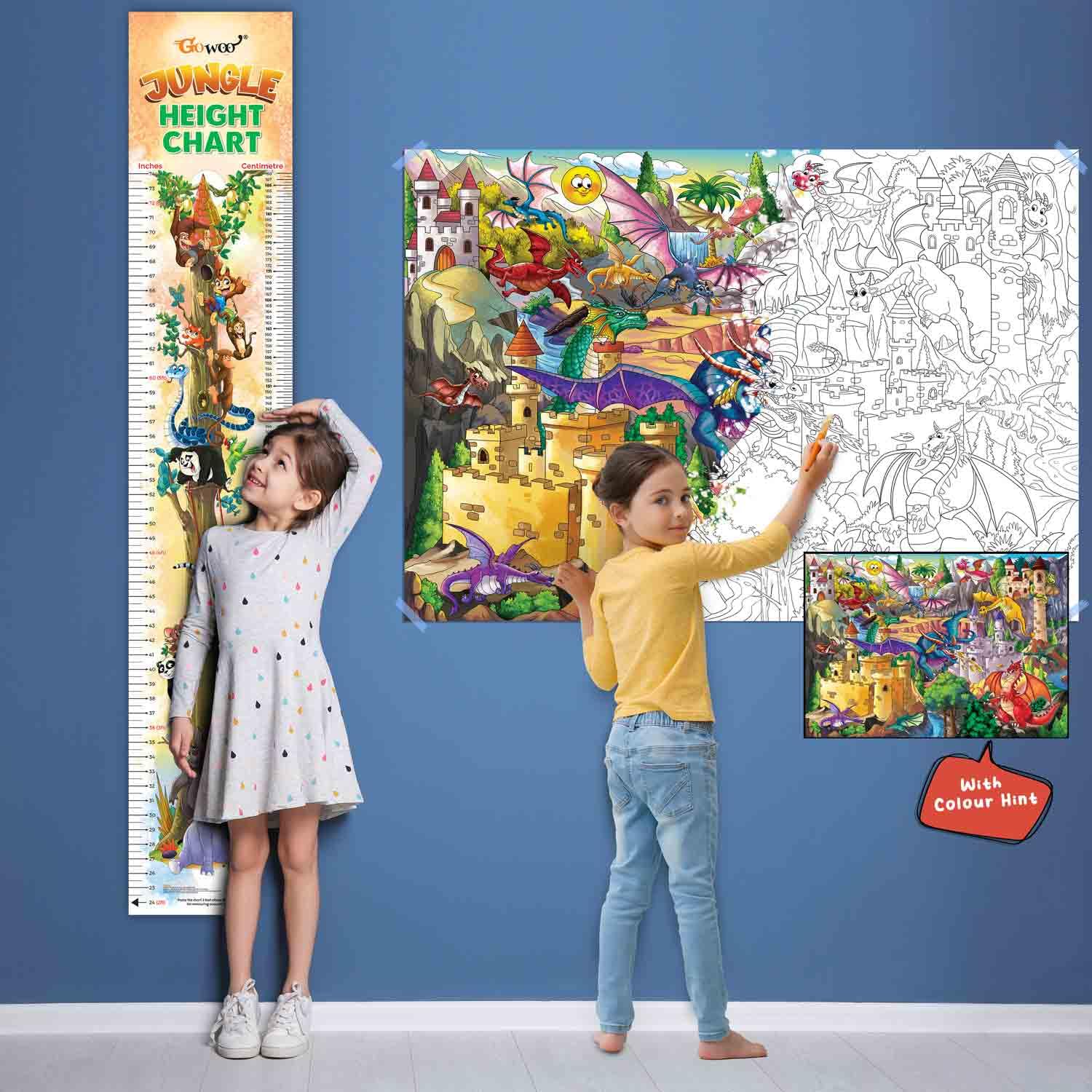 Sponsored Ad - JUNGLE HEIGHT CHART and GIANT DRAGON COLOURING POSTER |COMBO OF 1 chart + 1 poster |Roaring Fun with Jungle Height Chart and Giant Dragon Colouring Poster for Kids.