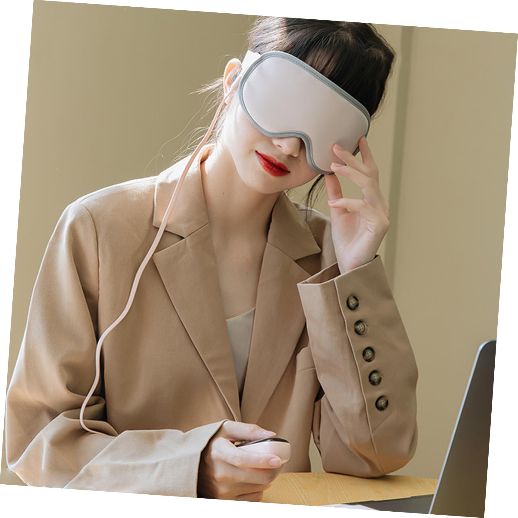 VALICLUD Wiederaufladbare Augenmaske mit Vibration Wärme Kompakte Schlafmaske für Augenpflege gegen Augenringe und Müdigkeit für Entspannende Nächte USB Ladekabel