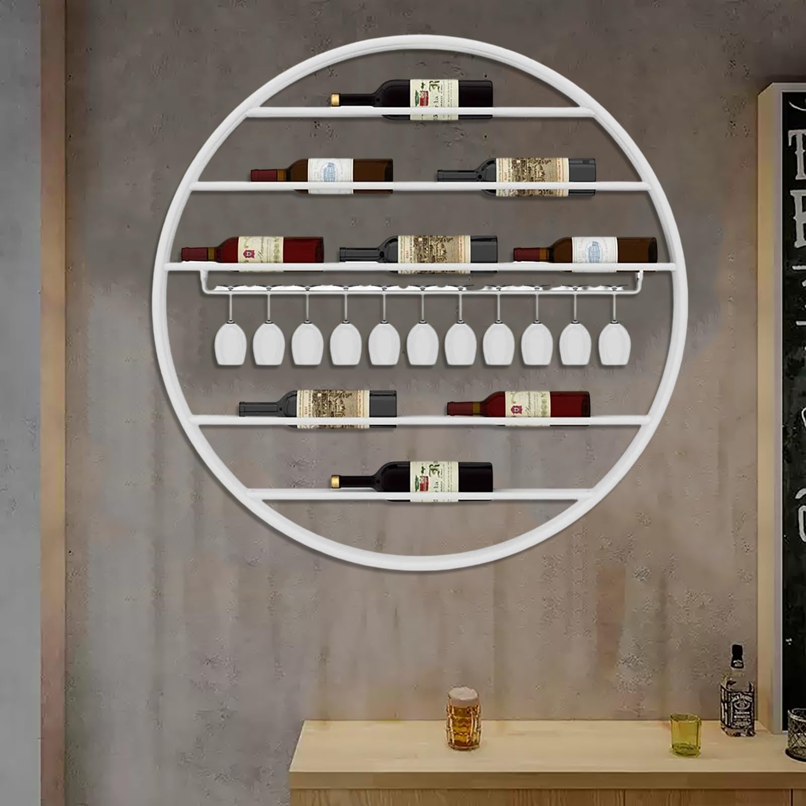 Étagère de présentation de bouteilles en fer pour protéger vos verres et vos vins précieux