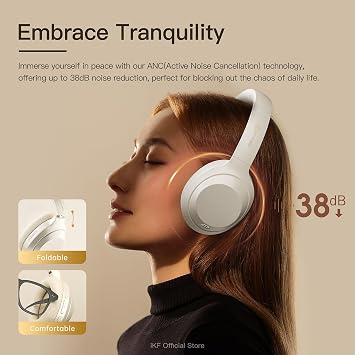 iKF T1 Max Wireless Over-Ear Headphones, Customize ANC Level, 100H Playtime