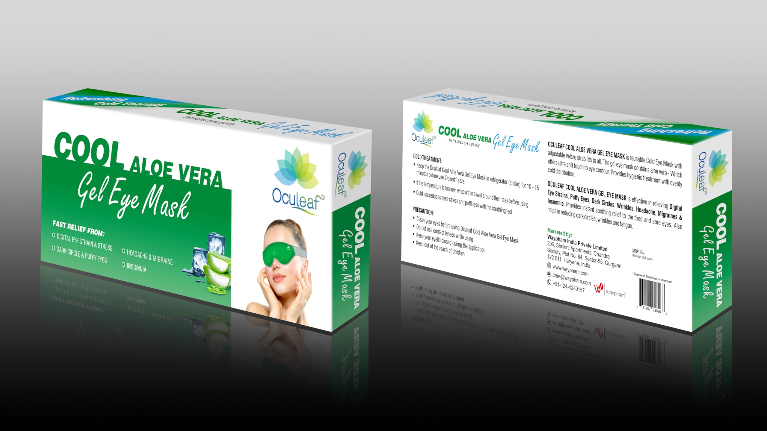 Oculeaf Cool Aloe Vera Gel Eye Mask|Digital Eye Strain & Dry Eyes|Relieve stress (Pack of 1) — Amazon image 2