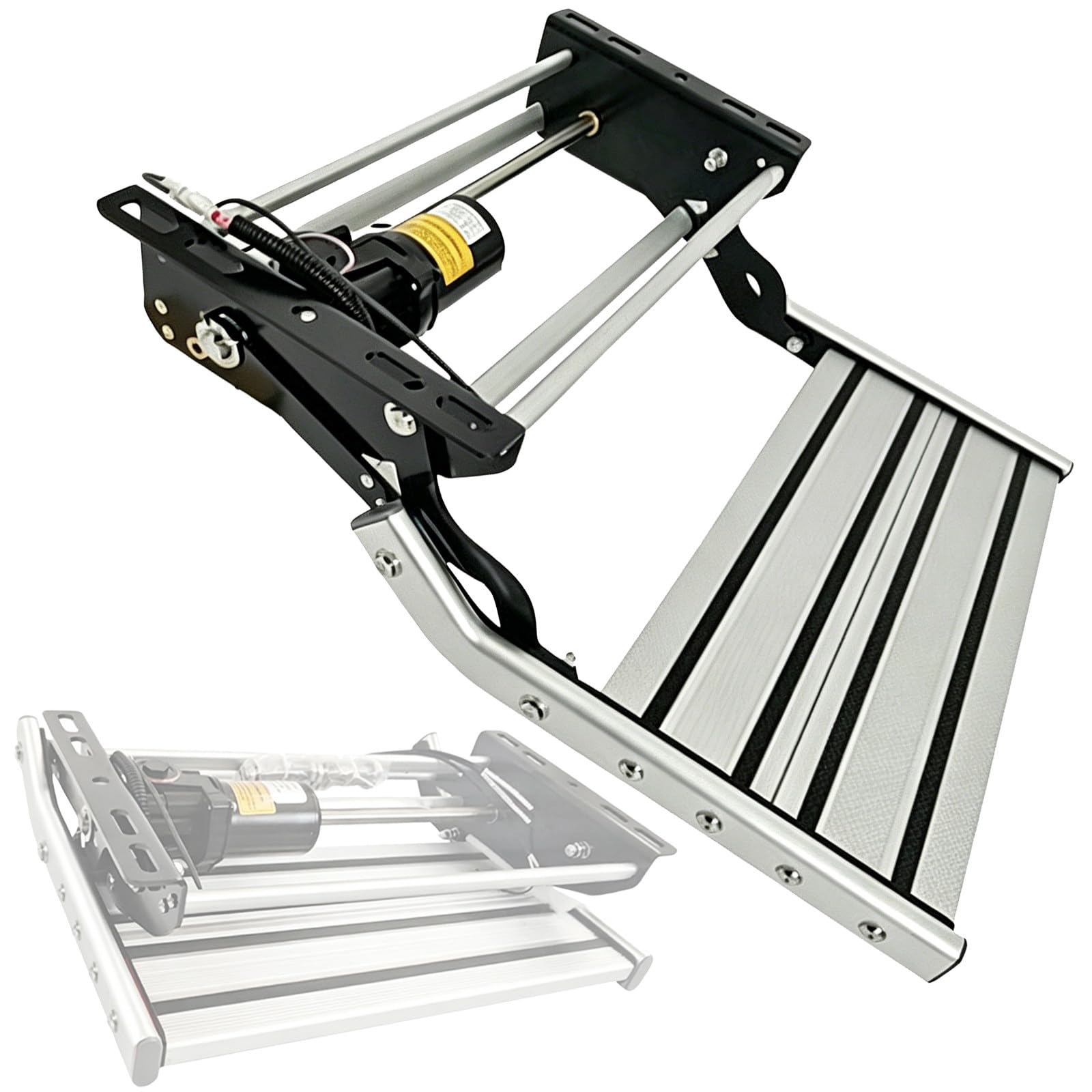BITYCOW Single Drop Down RV Camper Steps, Electric Collapsible Stable Ladder with Non-Slip Rubber Feet, 440 lbs Load Capacity, Safe and Firm for Motorhome and Caravan Singlelayerpedal