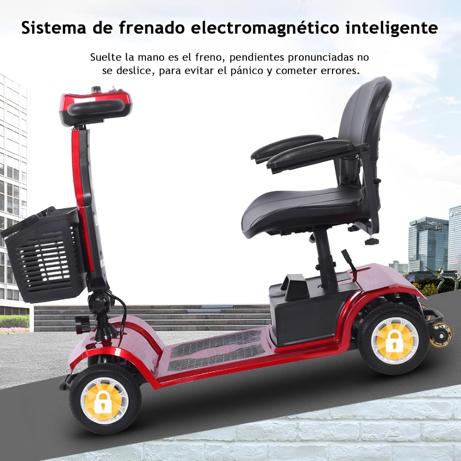 Scooter De Movilidad Eléctrico para Personas Mayores,Scooters De Movilidad Plegables,Triciclo Eléctrico,Scooter De 3 Ruedas,Viene con Batería,Cargador Y Cesta De Almacenami Red