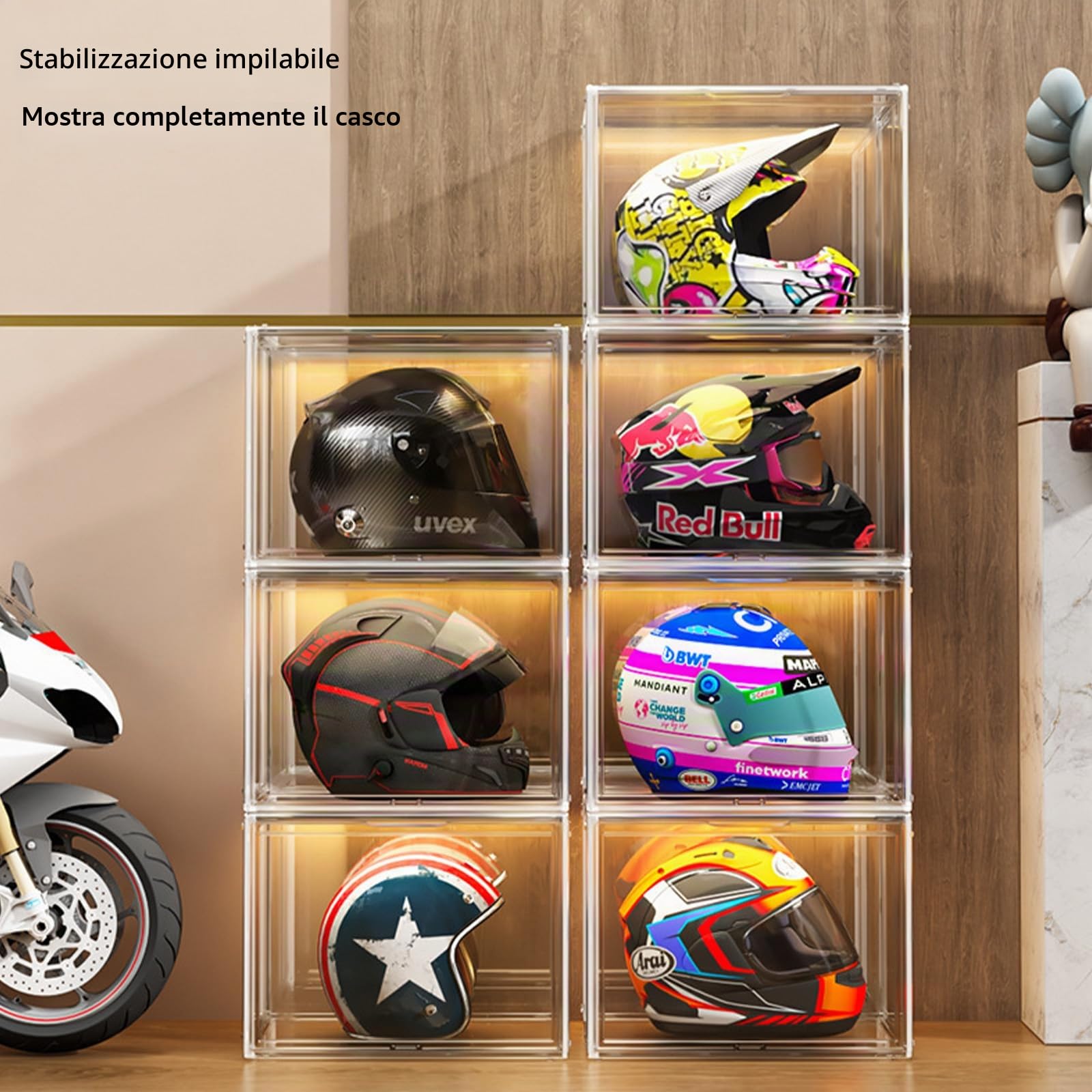 Vetrinetta Espositiva Vetrina Acrilico con Porta per Vetrina Espositiva Collezionismo, Teca Plexiglass, per Borsa a mano Casco Funko Pop Hanno Bisogno di Auto Assemblaggio (2, 45x33x33cm)