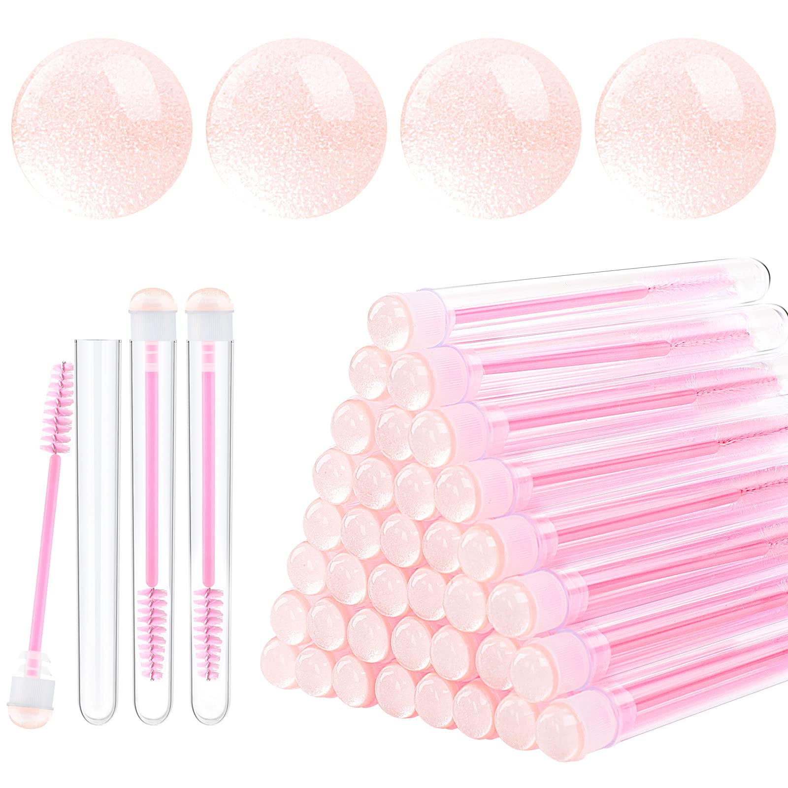 Dming 20 Pieces Disposable Mascara Brushes Eyelash Brush Wand Diamond Mascara Wands with Tube Makeup Tool Lash Spoolies Sanitary Brushes Lash