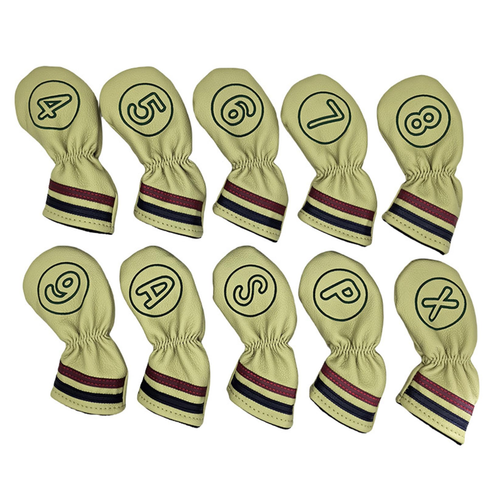 Golf Club Iron Head Cover 10 Pack Soft Leather Shockproof Protective Case For Golf Training Green One Size