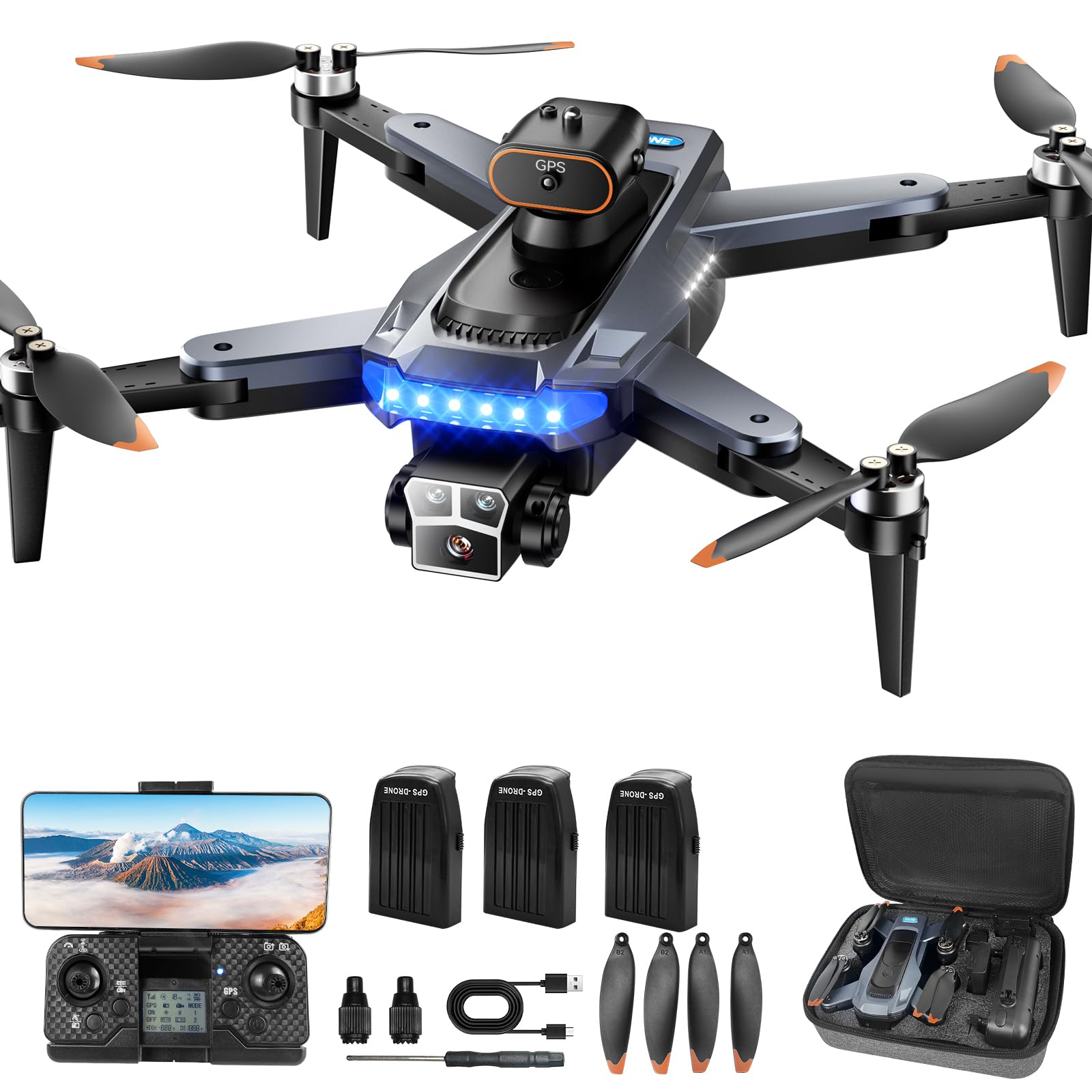 K610 GPS Drone avec Caméra 4K S0NY IMX SD Card, Drones Retour Auto,GPS Suivi Auto pour Adultes