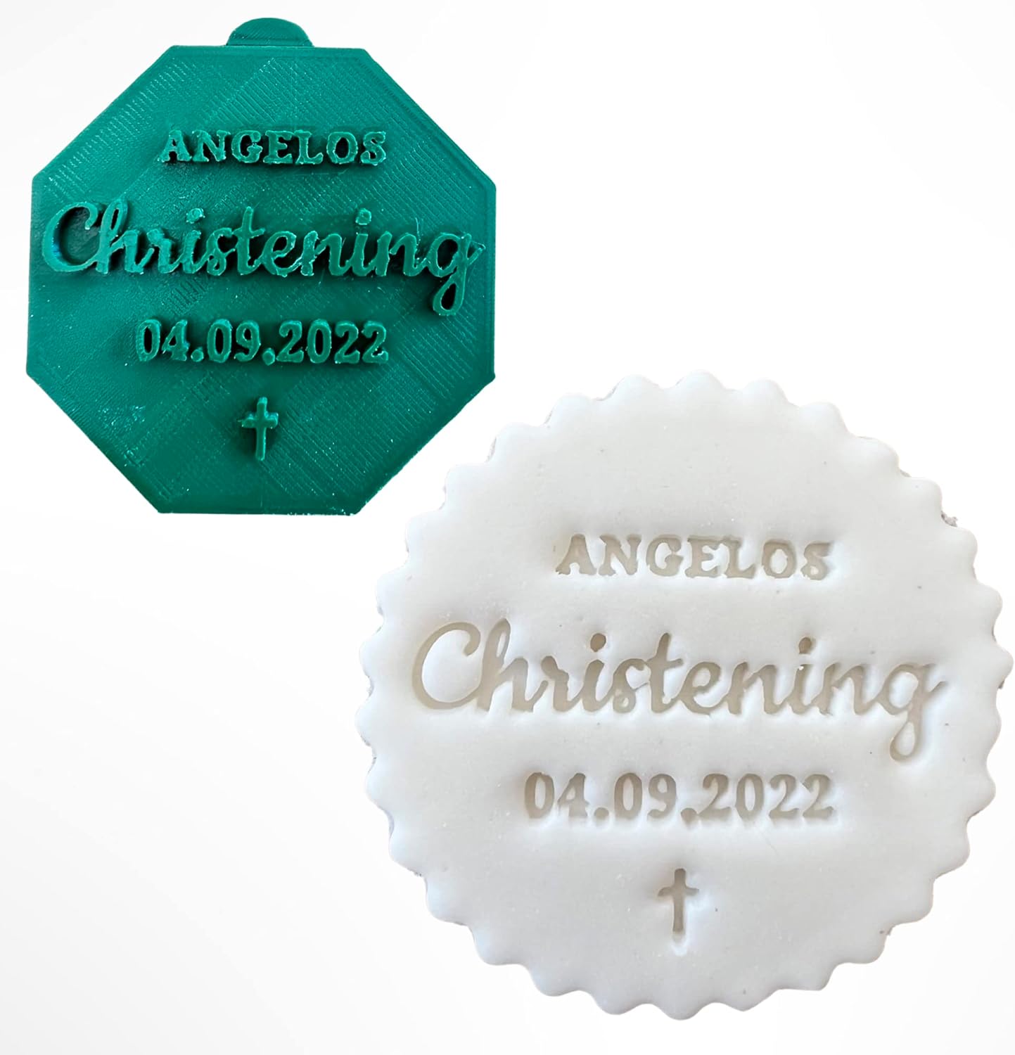 Custom Personalised Christening Name & Date Fondant Stamp Debosser